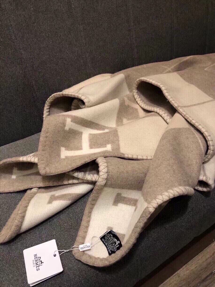 HM Blanket Beige White Wool Cashmere