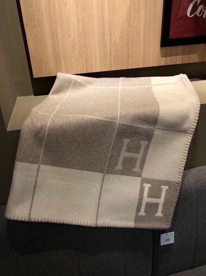 HM Blanket Beige White Wool Cashmere