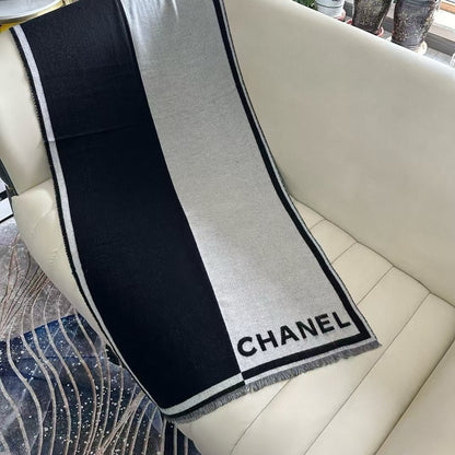 CC Scarf 195 CM In Grey Mix Black Cashmere And Wool 416924