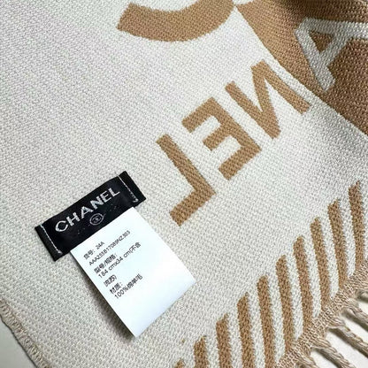 CC Scarf 200 CM In White Mix Brown Wool And Cashmere 418270