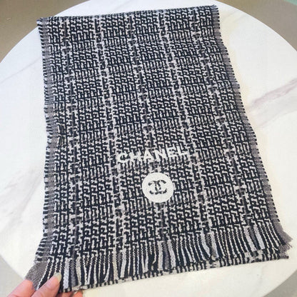CC Scarf 180 CM Black With White Stripes Wool 422790