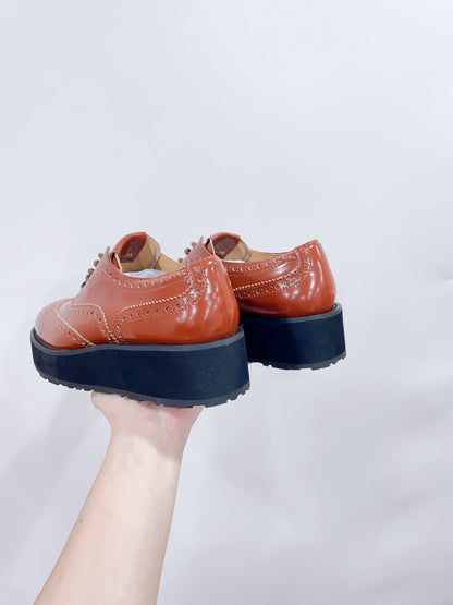 Miu-Church's Lace-Ups Cocoa Brown Glossy Nubuck Leather