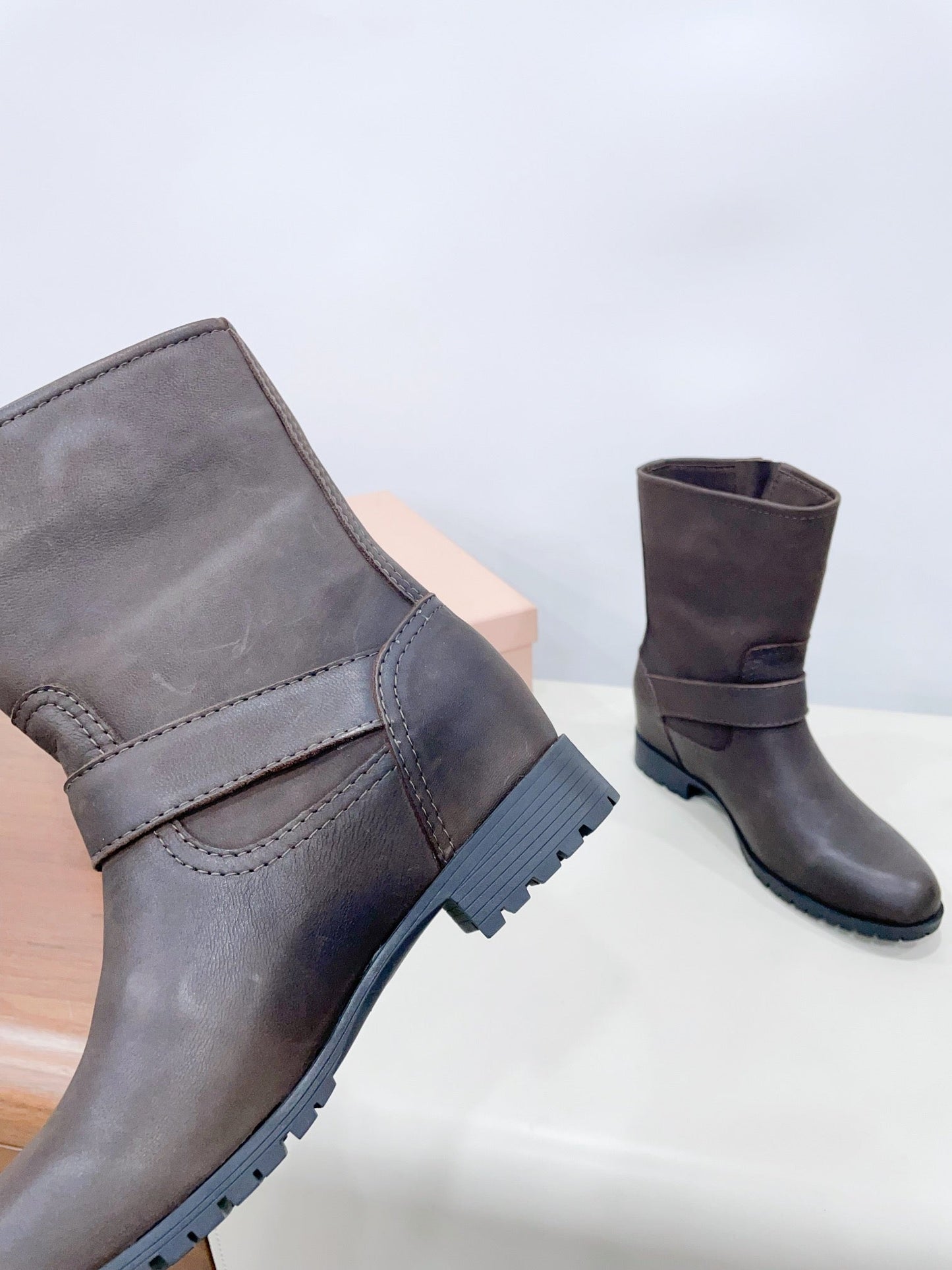 Miu Short Boots Dark Moccha Calfskin
