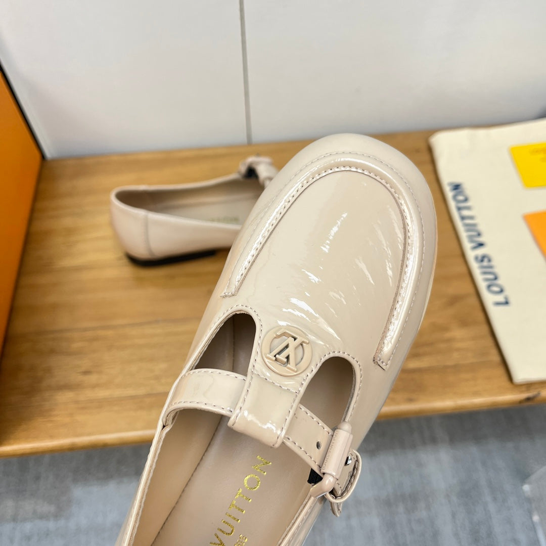 LV Soho Flat Mary Jane Beige Calfskin