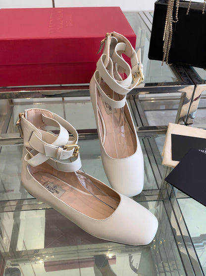 VT 25 Ballerina Ballet Gladiator Flats White Cowhide 292359