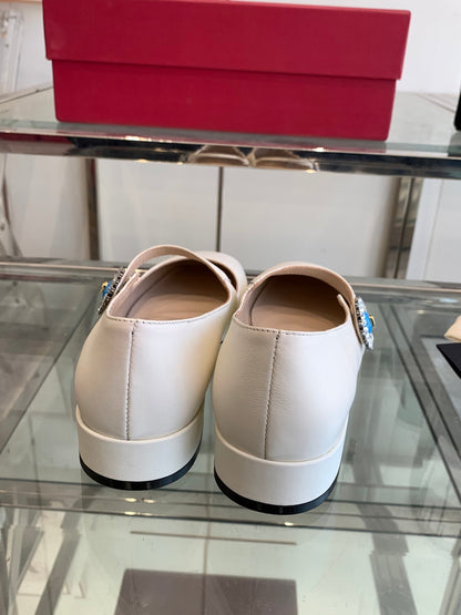 VT 25 Mary Jane Flats White Cowhide 292363