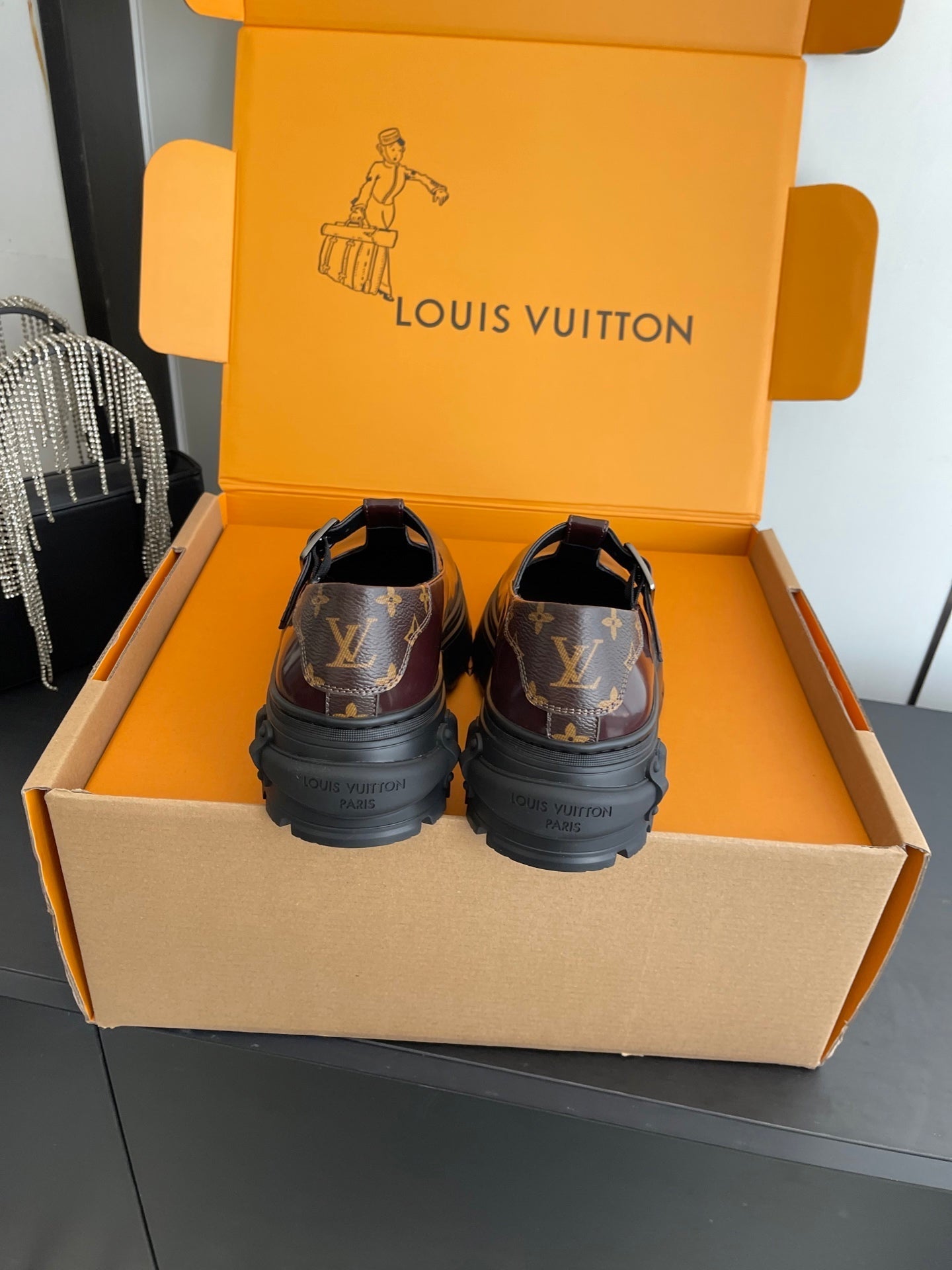 LV 26ss Platform Mary Jane Burgundy Patent Leather 631499
