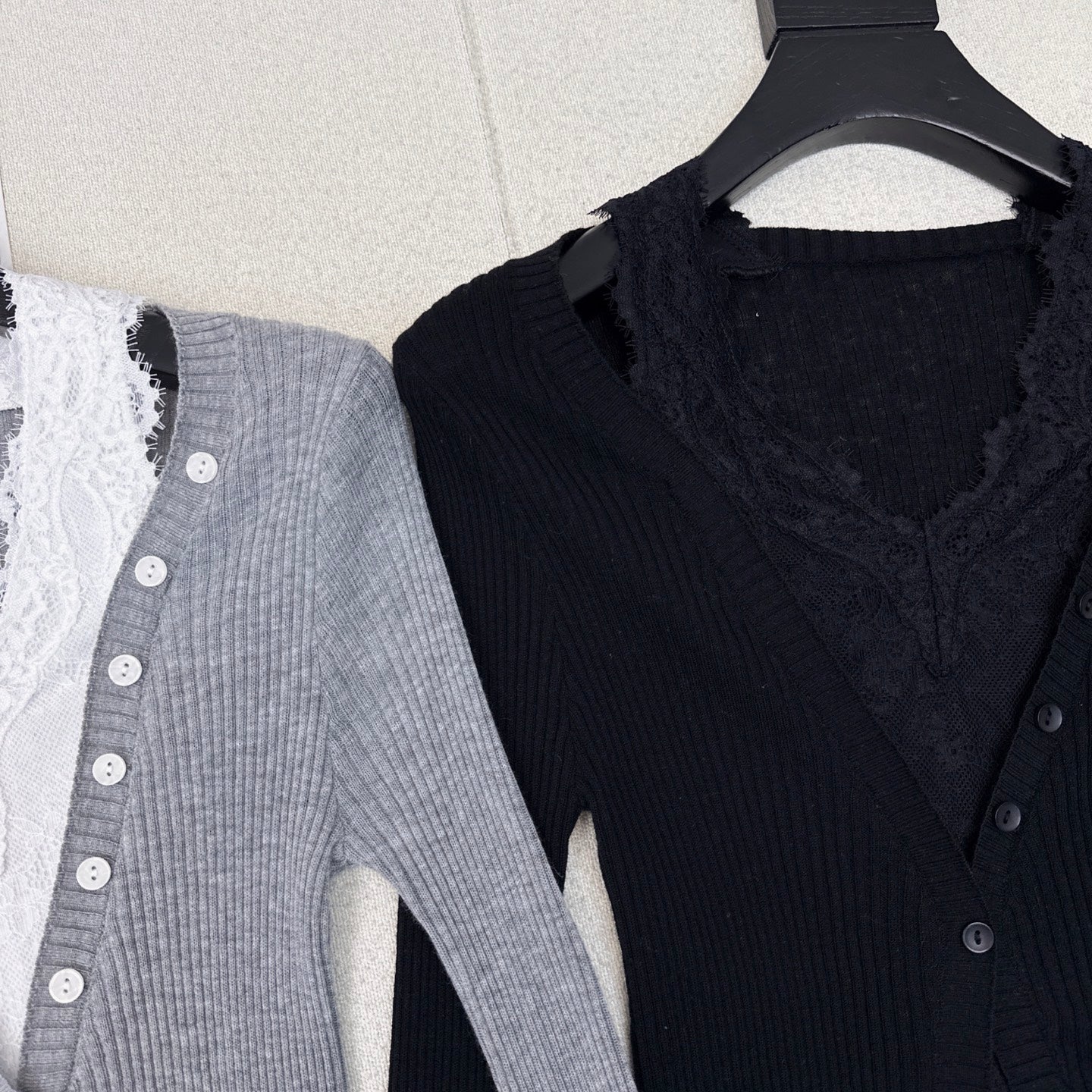 CD 25 Lace Splicing Two-piece Sweater Wool 598663