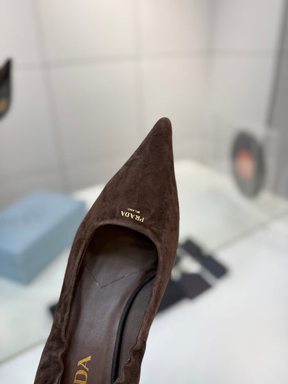 PRA 26S Pointed Toe High Heels 55 Dark Brown Suede 627129