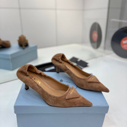 PRA 26S Pointed Toe High Heels 55 Brown Suede 627133