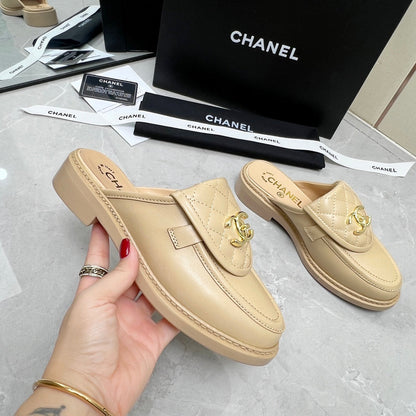 CC Mule Beige Quilted Calfskin