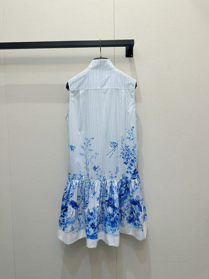 Dior 2026 Vest Dress White Blue Cotton 408001