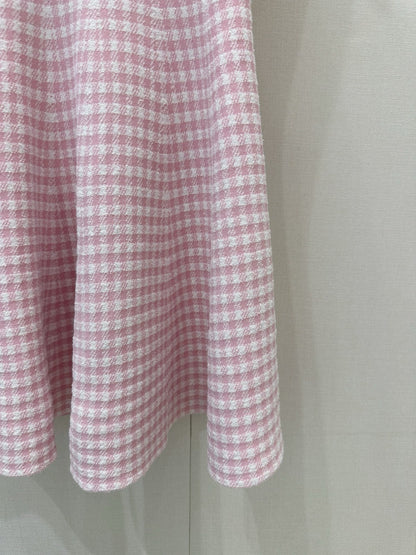Dior 2026 Checkered Knit Dress Pink Cotton 392531