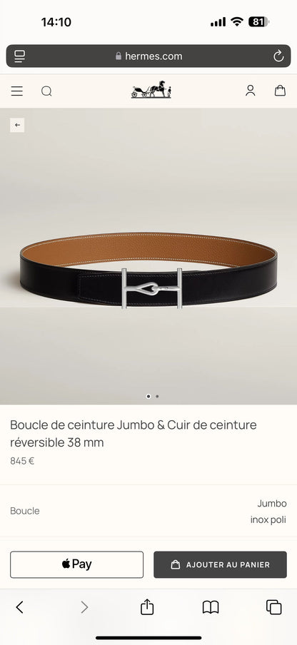 HM Jumbo Buckle Belt 38mm Brown Black Leather 187559