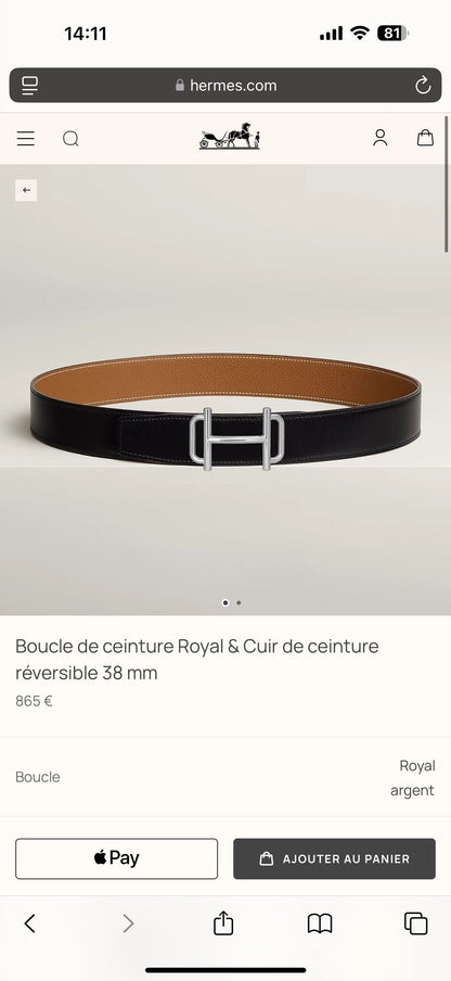 HM 38mm Royal Buckle Belt Black Brown Leather 188229