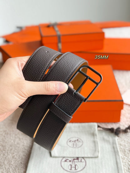 HM 35mm Romain Belt Brown Chocolate Leather 188397