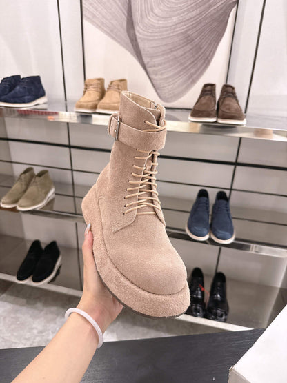 The Row 2025 Lace-up Boot Apricot Suede 543369