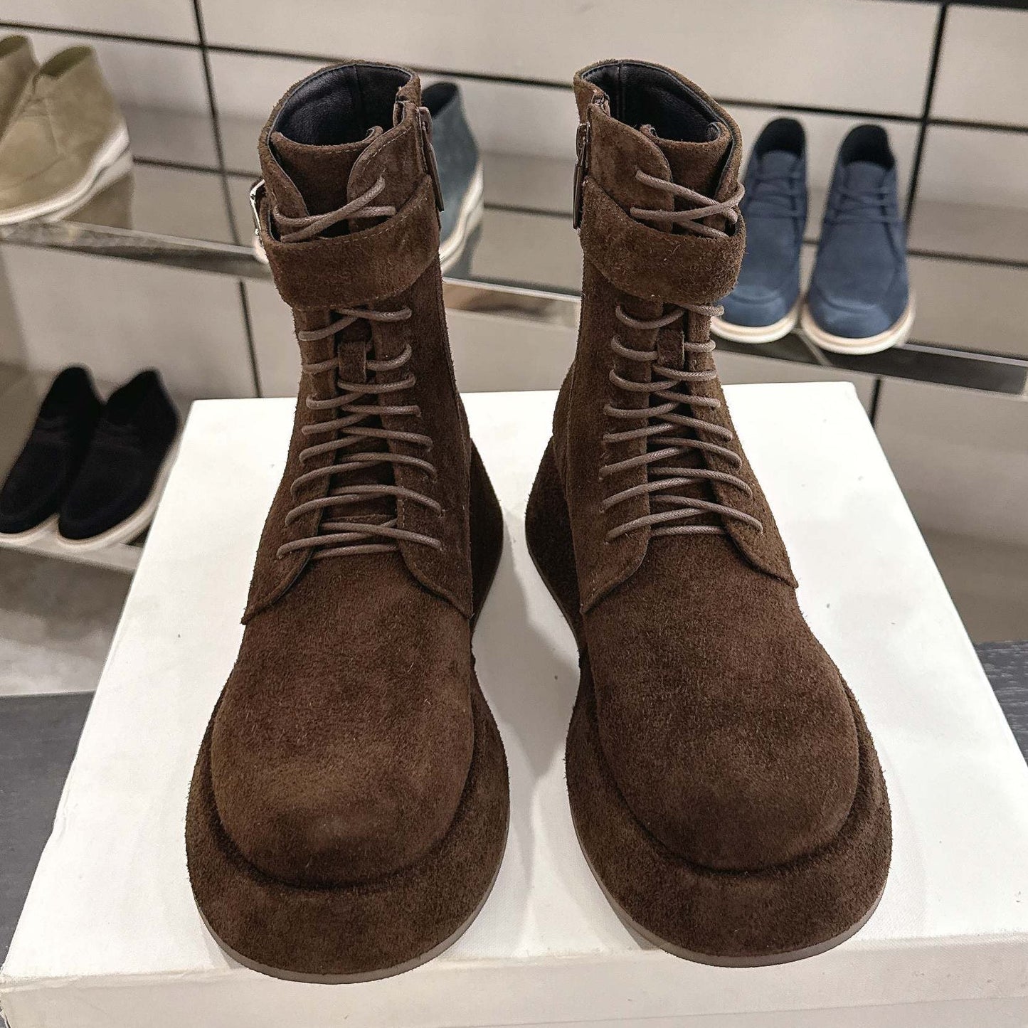 The Row 2025 Lace-up Boot Brown Suede 543370