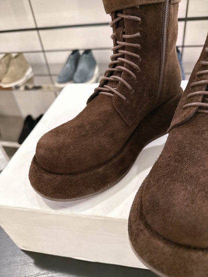 The Row 2025 Lace-up Boot Brown Suede 543370