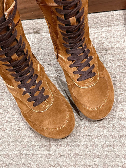 Miumiu 25 Boot Brown Suede Calfskin 553693