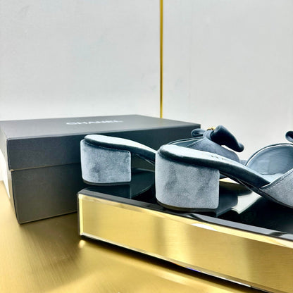 CC 25 Mid Heel Mules Gray Velvet 238474
