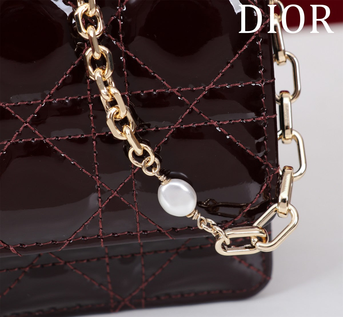 my cd mini 21 wine red patent calfskin