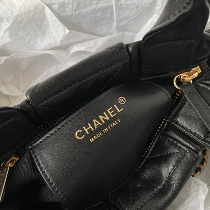 CC 25K Mini Bow Bag 26cm Black Calfskin