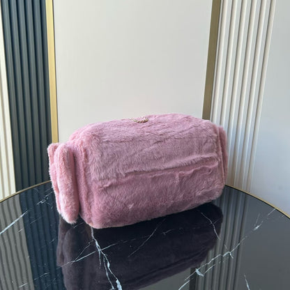 Chane 2026 Hobo Bag 30cm Pink Fur Leather