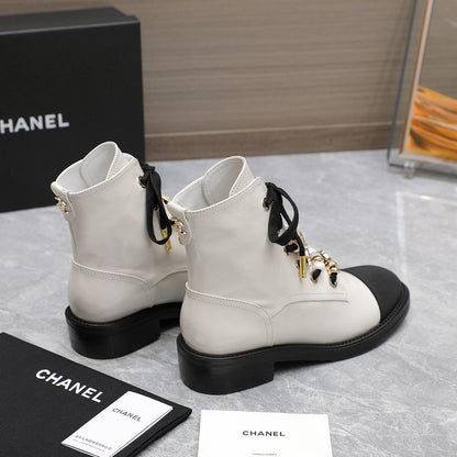 CC Ankle Boots 30mm White Wrinkled Cowhide