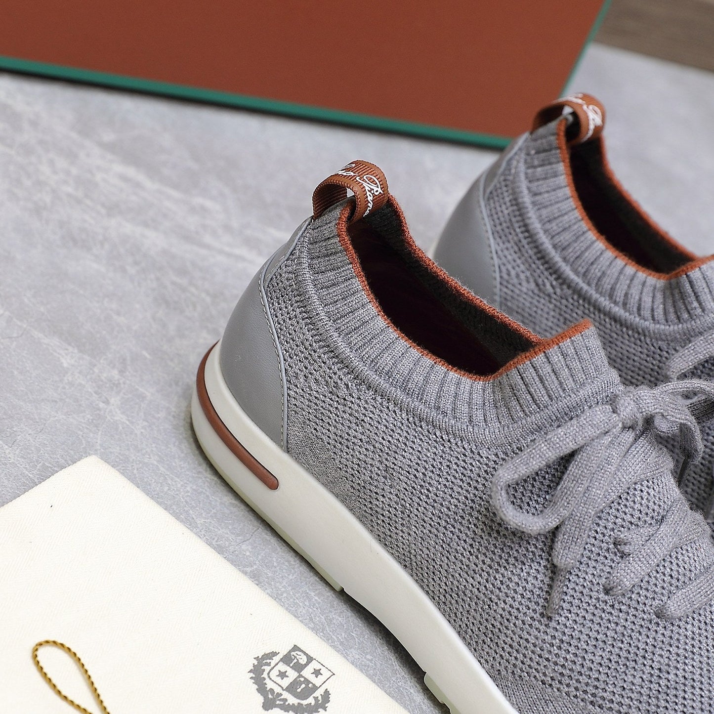 LP lady Flexy Walk  Sneaker Gray mix Orange Wool And Calfskin 310448