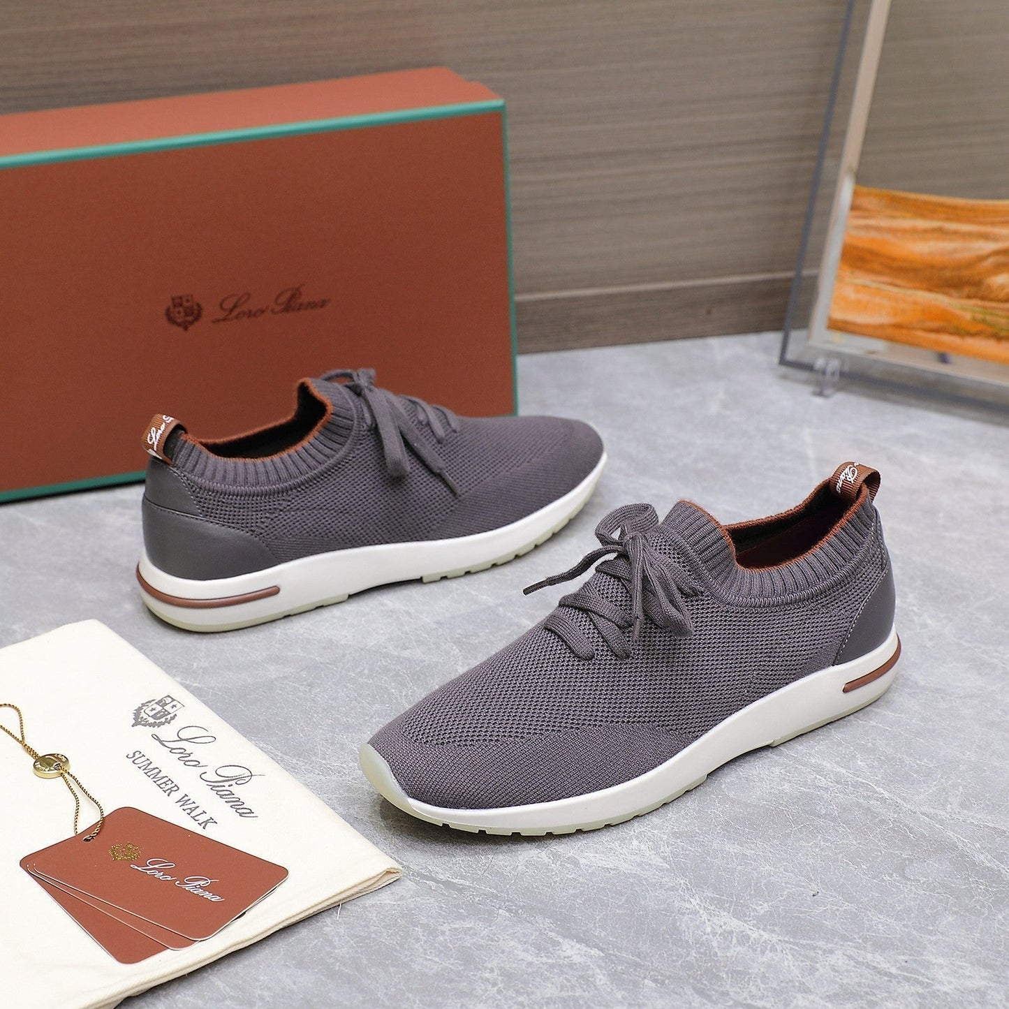 LP lady Flexy Walk  Sneaker Dark Gray Wool And Calfskin 310449
