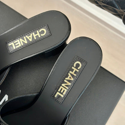 cc big bow sandal 60 black lambskin