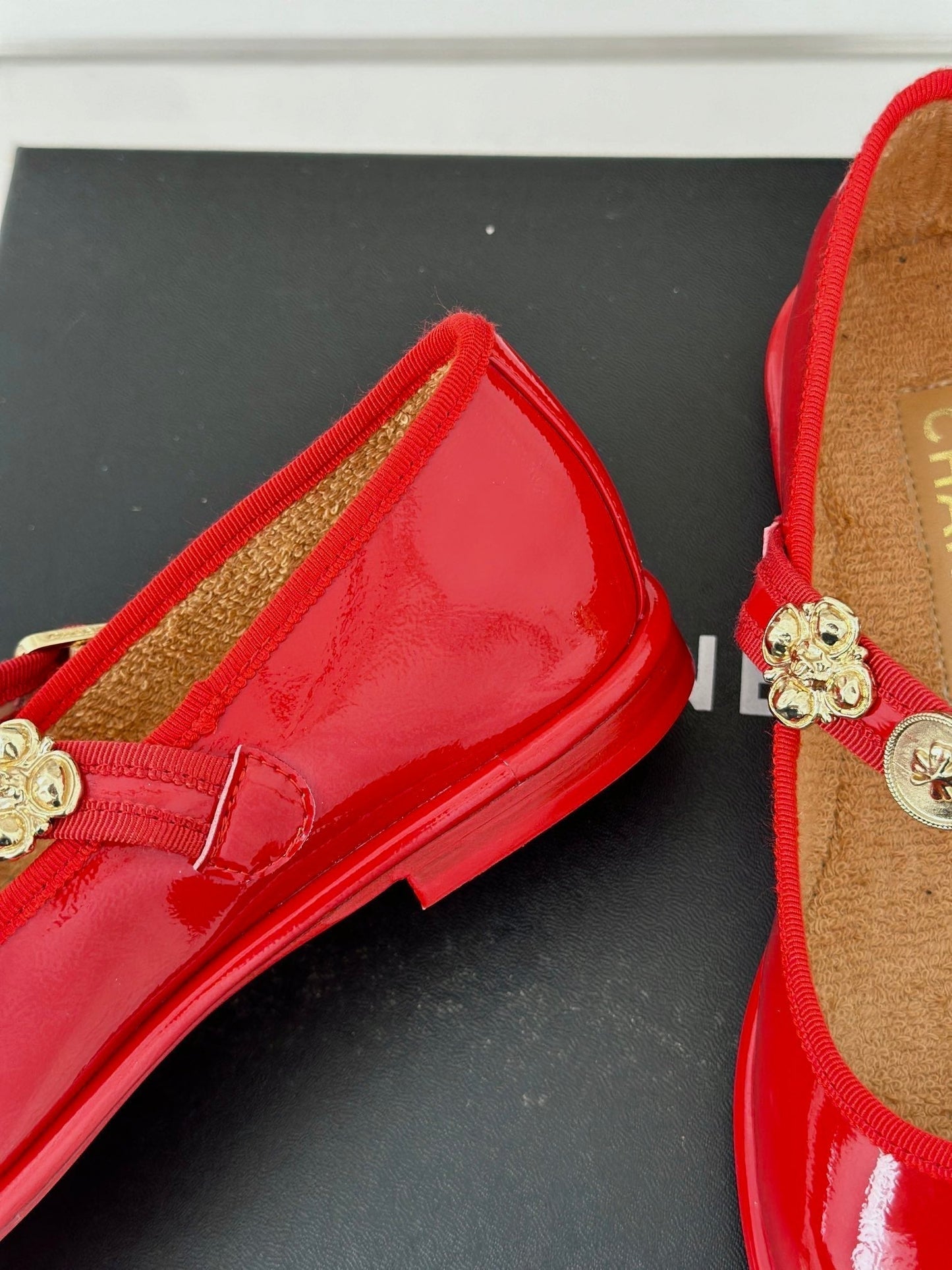 CC Mary Jane Glossy Bright Red Cowhide And Lambskin