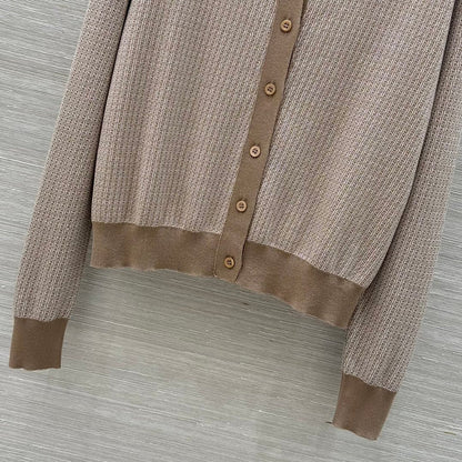 Fendi Knitted Cardigan Top Brown Wool
