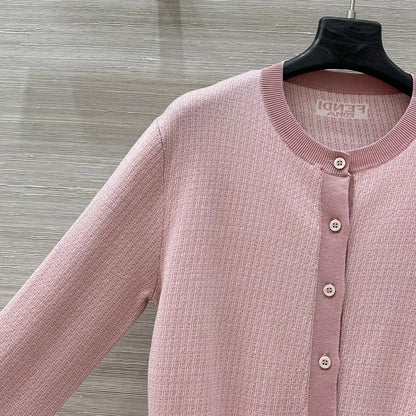 Fendi Knitted Cardigan Top Pink Wool