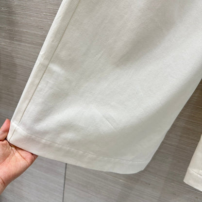 Loewe 25 Denim Wide-leg Cropped Pants White Cotton