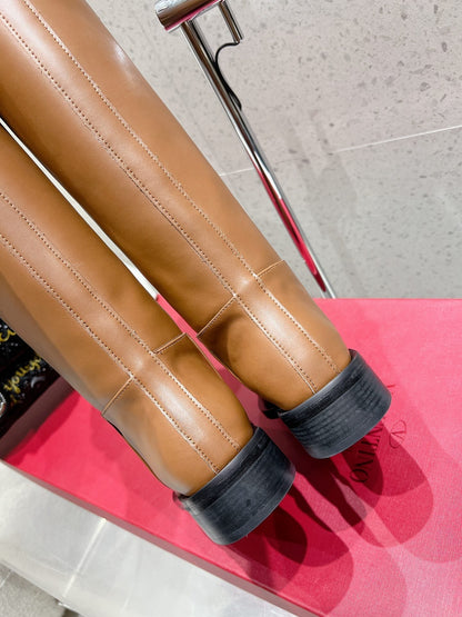 Valentino 2025 Garavani VLogo Boot Brown Calfskin 554161