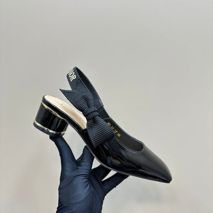 Miss Dior Paris Slingback Pump In Black Glossy Cowhide 998868