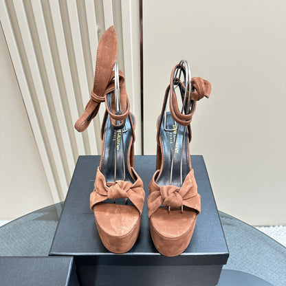 BIANCA PLATFORM SANDALS IN SIENNA BROWN SUEDE