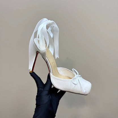 CL 25C Cassia Lace Up 100mm White Silk 215857