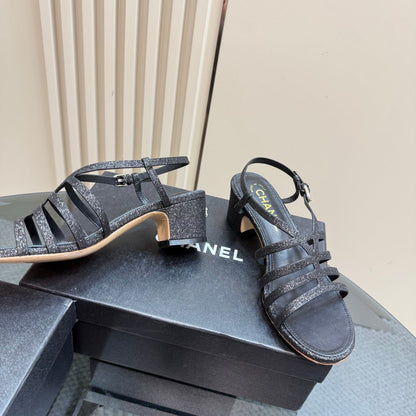 CC 25 Sandal Heels Black Sheepskin 239417