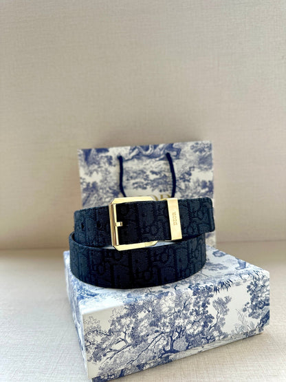 Dior Oblique Belt 35mm Jacquard and Grained Calfskin 208461