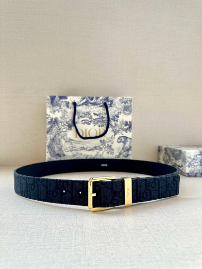 Dior Oblique Belt 35mm Jacquard and Grained Calfskin 208461