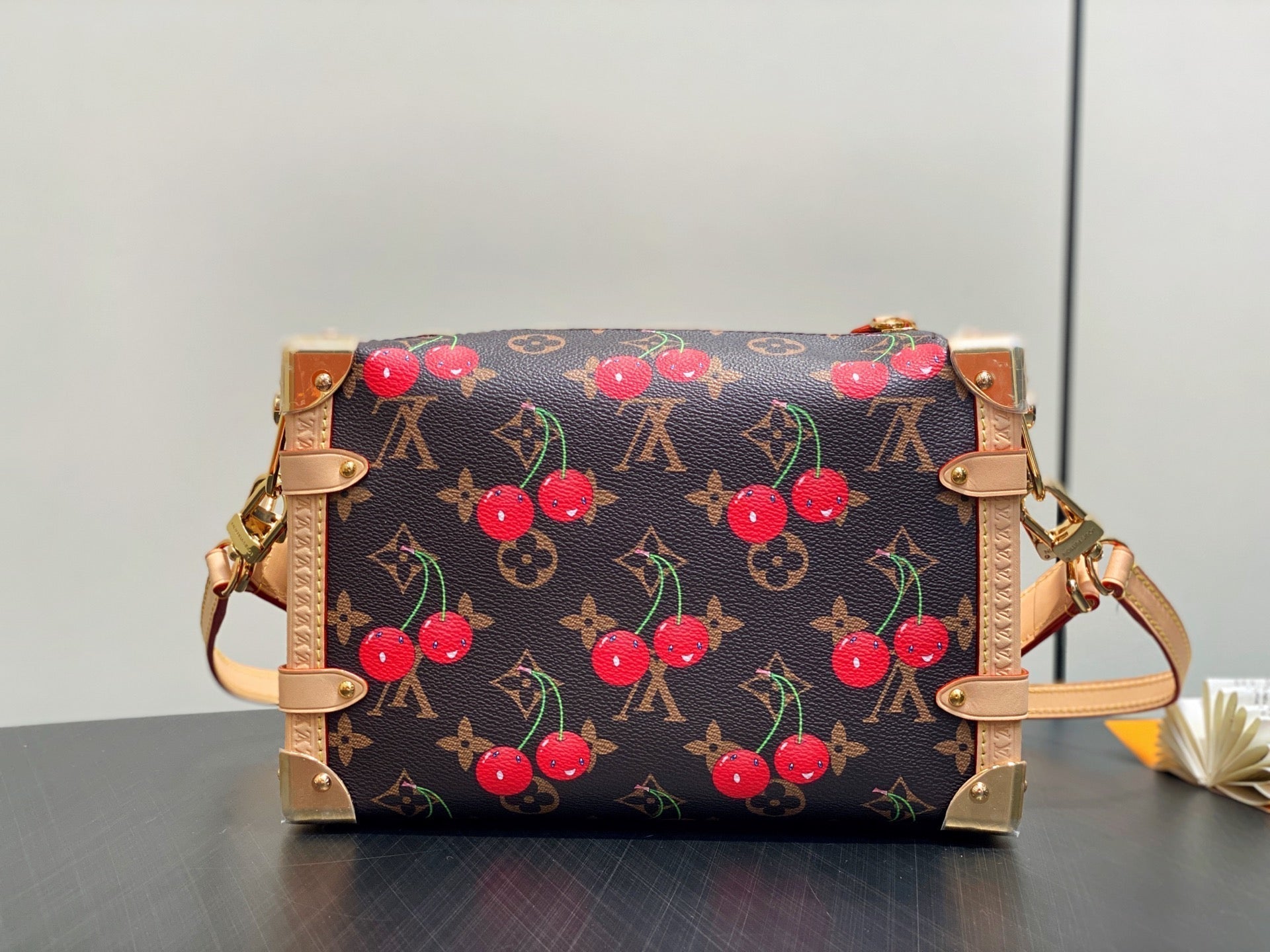 LV x TM Side Trunk MM 23.5cm Brown Cherry Canvas