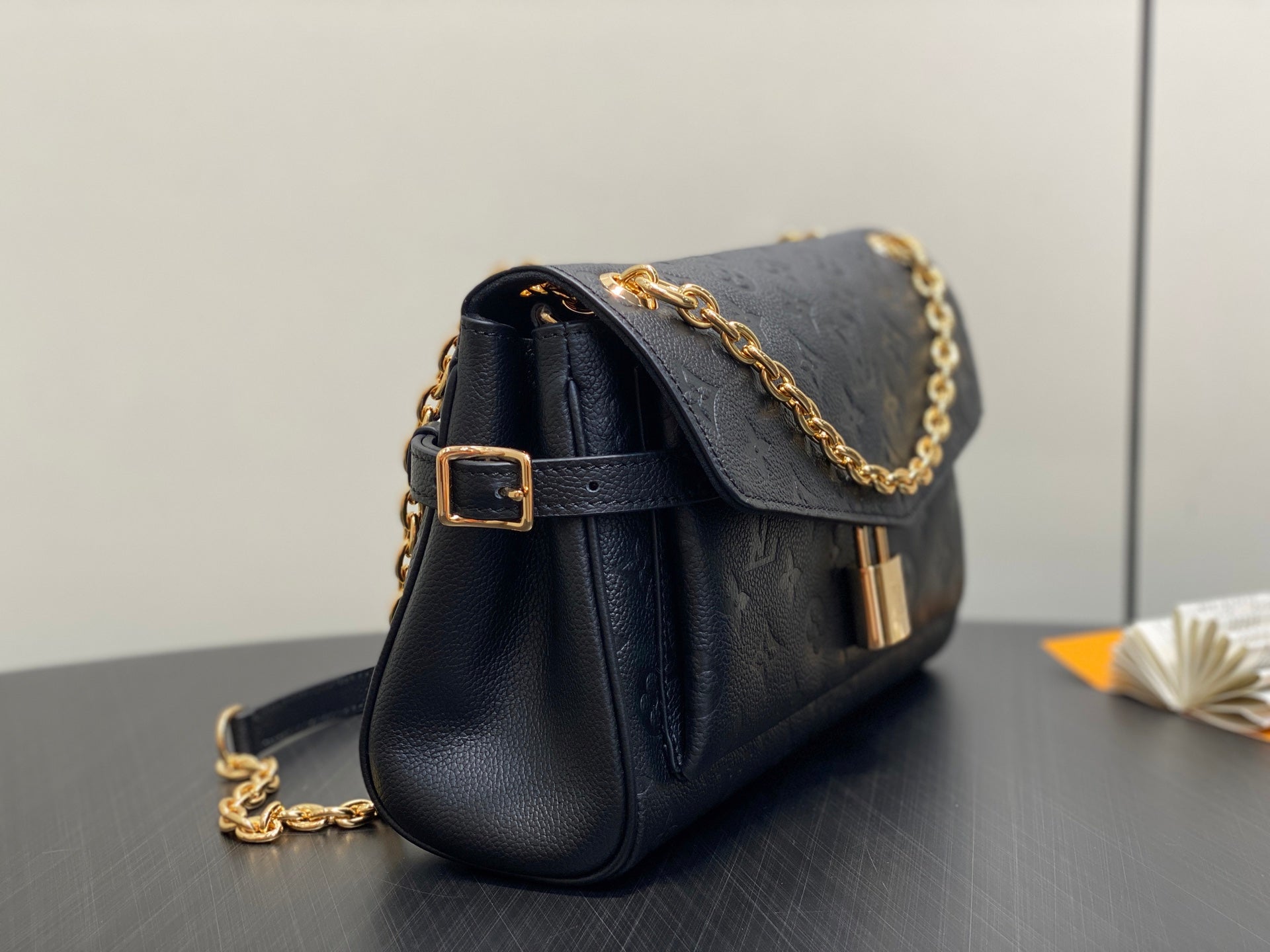LV Anytime Flap Bag 29.5cm Black Calfskin
