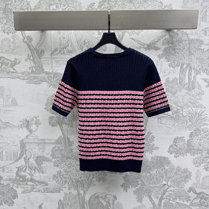 Dior 25 T-Shirt Night Blue mix Pink Linen 232264