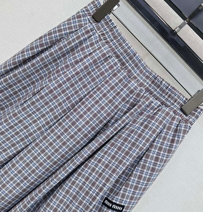 Miumiu 2026 Plaid Set Gray Cotton 410726