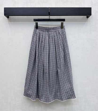 Miumiu 2026 Plaid Set Gray Cotton 410726