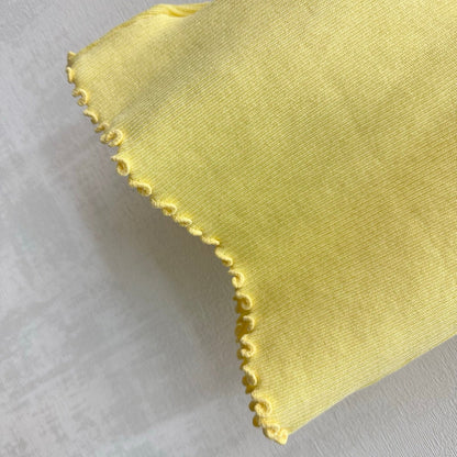 Miumiu 2026 Ruffled Short-Sleeve Knit Top Yellow Wool 447791