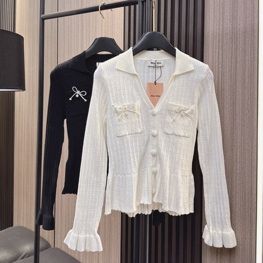 Miumiu 2025 V- Cardigan Cotton Wool